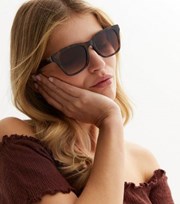 New Look Dark Brown Retro Square Sunglasses